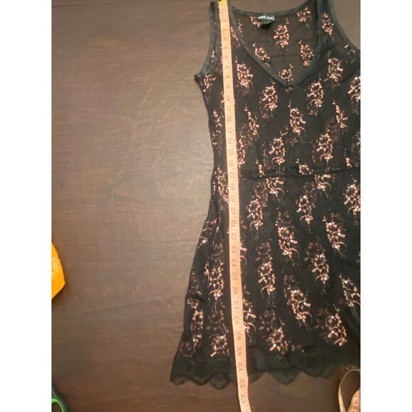 Vintage Wet Seal Mesh Sequin Lace Button Side Dress (M) Whimsigoth Vamp Romantic - Picture 8 of 12